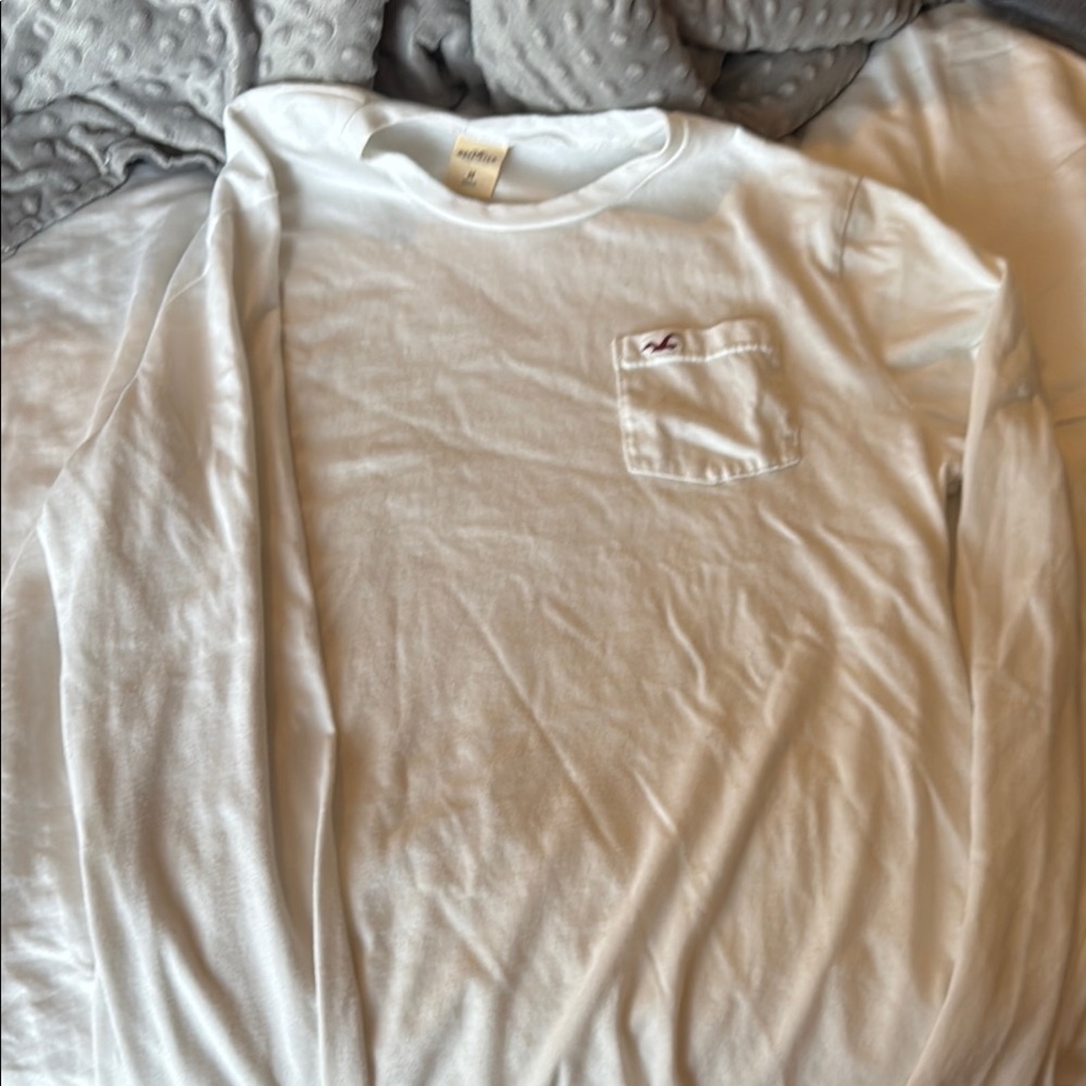 Hollister Classic White Long Sleeve Tee with Pocket